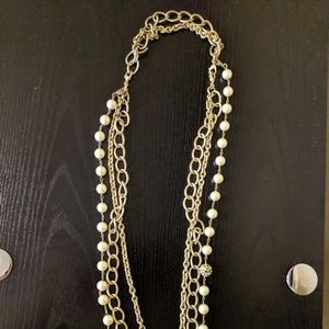 Stella & Dot Layered Gold & Pearl Necklace